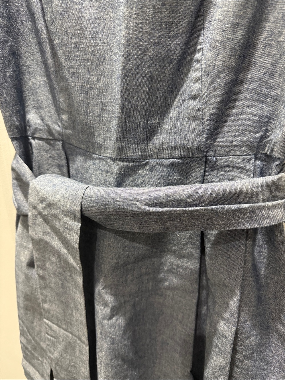L.L. Bean Blue Cotton Chambray Belted Midi Dress - Picture 6 of 8